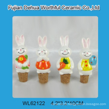 Useful Easter rabbit pattern ceramic wine bottle stopper